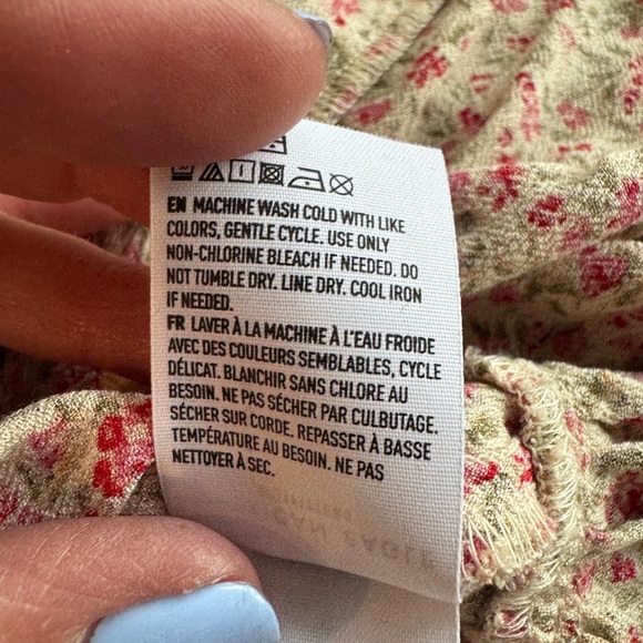 American Eagle Floral Peplum Blouse L Boho Cottagecore Open Back Top G8 - Picture 8 of 10